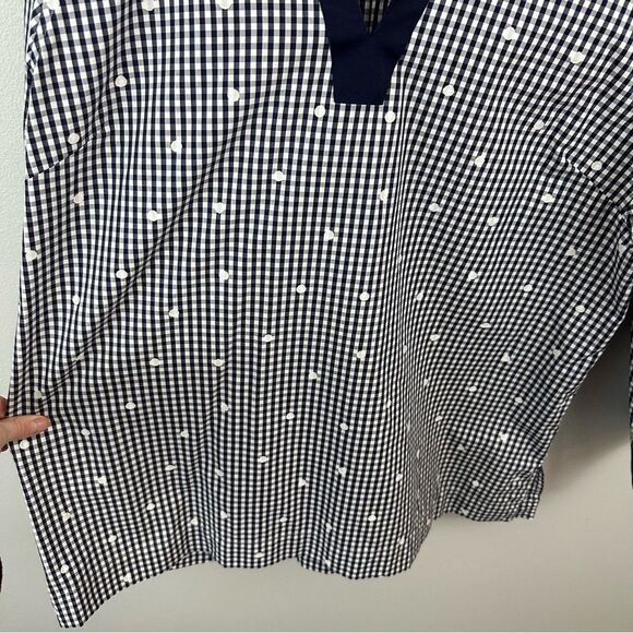 Coldwater Creek Blue White Checkered Picnic Tunic Shirt Size Large - Picture 6 of 14